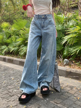 Modische Vintage-Jeans mit hoher Taille und weitem Bein